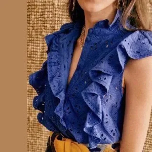 Sezane Chiara Shirt in Electric Blue Sz 36 (US 4) - Picture 2 of 8